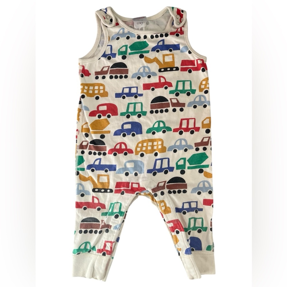 Hanna Andersson Cream One-Piece Romper with Colorful Cars